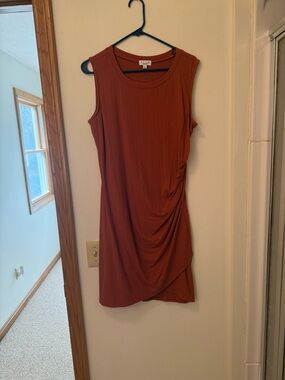 Sleeveless Ruched Mini Dress in Rust by Evereve